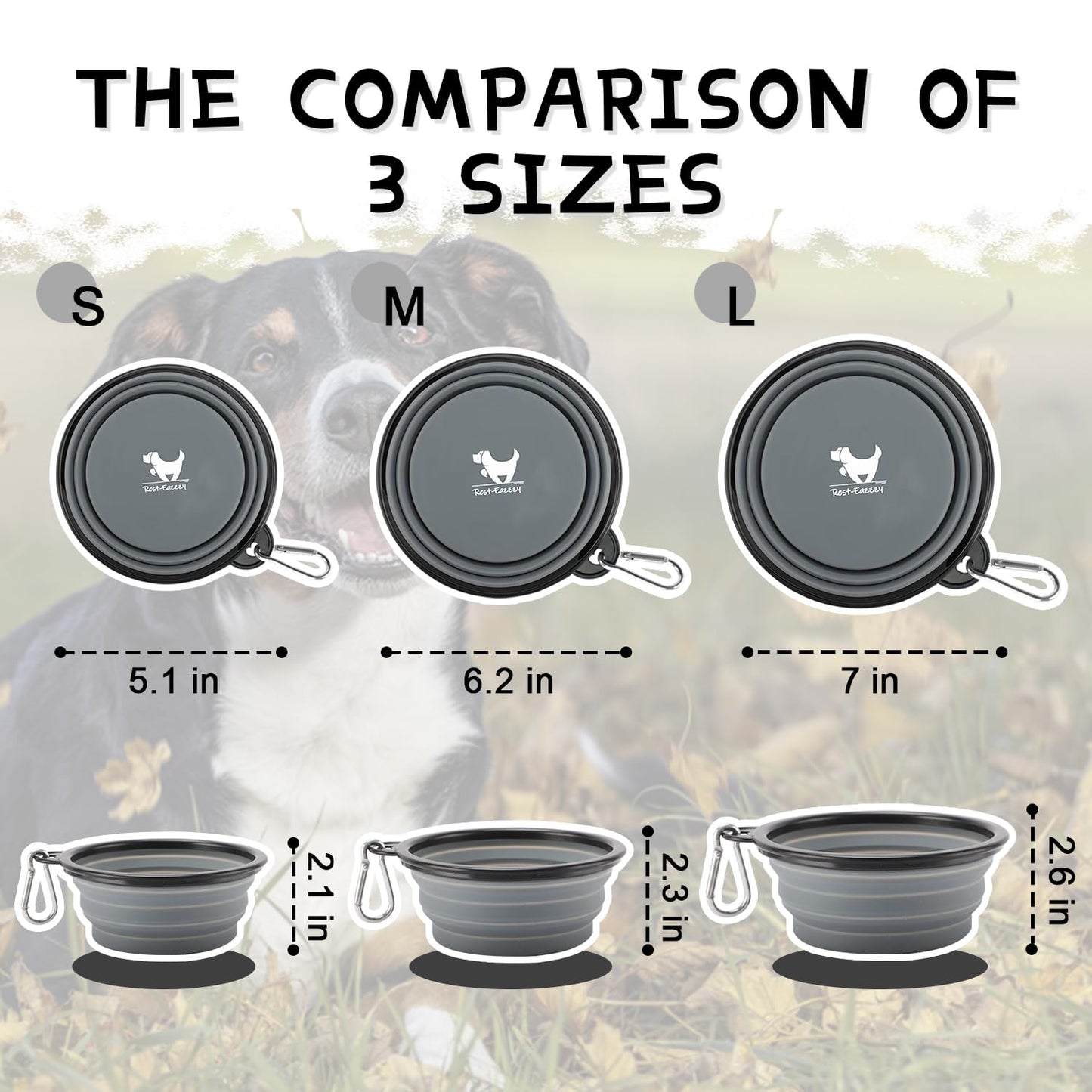 Rest-Eazzzy Large Collapsible Dog Bowls 1000 ml, 2-Pack Dog Portable Water Bowl for Dogs Cats Pet Foldable Feeding Watering Dish for Traveling Camping Walking with 2 Carabiners, BPA Free