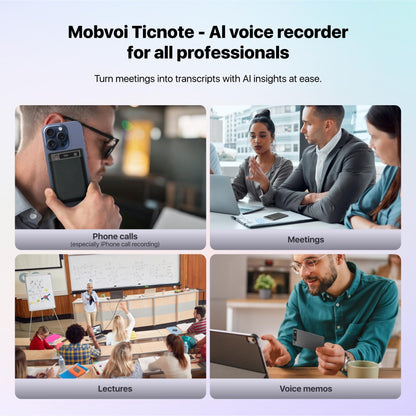 Mobvoi TicNote AI Voice Recorder 64GB Memory Note Recorder w/Case App Control 100+Languages Transcribe Summarize with AI Shadow Digital Audio Recorder for Phone Calls Lectures Meetings Interviews