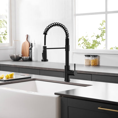 GIMILI Black Kitchen Faucet with Pull Down Sprayer Single Hole Spring Kitchen Sink Faucet, Suitable for Farmhouses, RV, Utility Laundry Room, Outdoor, and Campers. Llave para fregadero de cocina