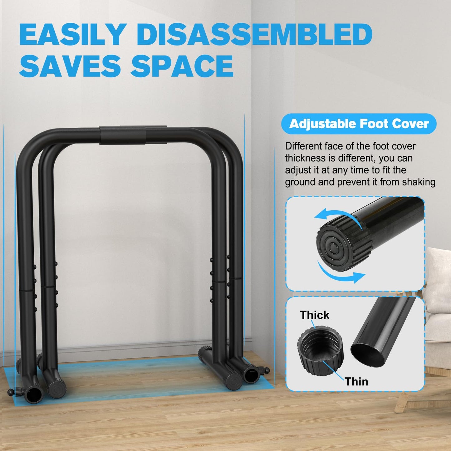 RELIFE REBUILD YOUR LIFE Dip bars &Dip Station Functional Heavy Duty Dip Stands Fitness Workout Dip bar Station Stabilizer Parallette Push Up Stand (Black)