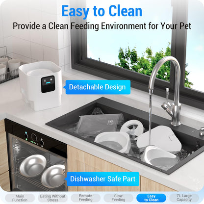 Frienhund Automatic Cat Feeder with Slow Feed for 2 Cats: 5G WiFi Automatic Dog Feeder with 7L Large Food Storage, Cat Food Dispenser with Alexa for Multiple Pets, Detachable for Easy Cleaning -29 Cup