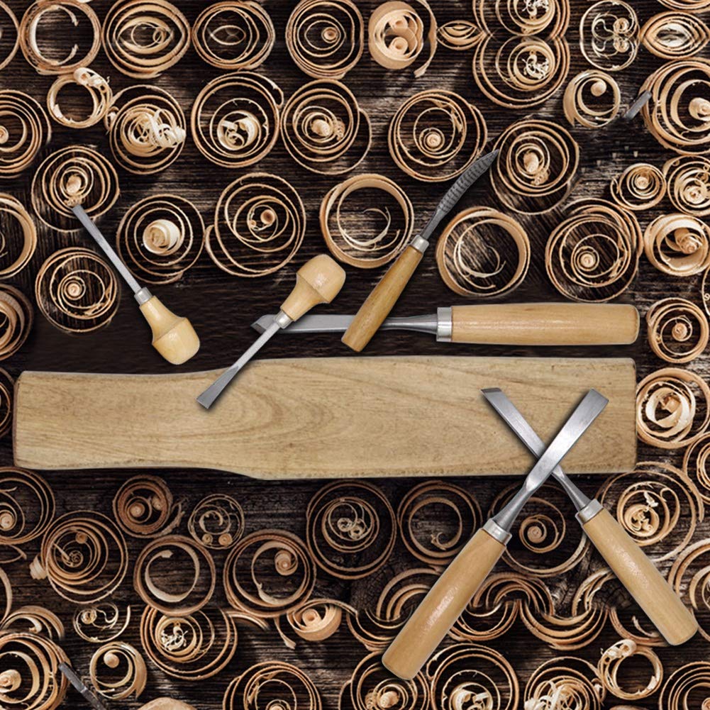 Lulu Home Wood Carving Tools, 16PCS Professional Carving Knife Tool Set for Woodworking Premium Wood Handle with Chisel Gouge Whetstones