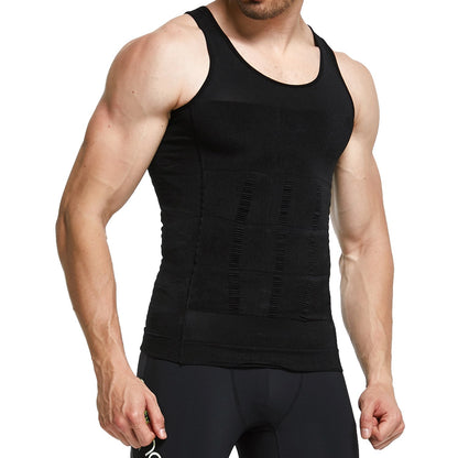GKVK Mens Slimming Body Shaper Vest Shirt Abs Abdomen Slim,XXL(chest size 116cm-120cm/46inches-48inches),Black