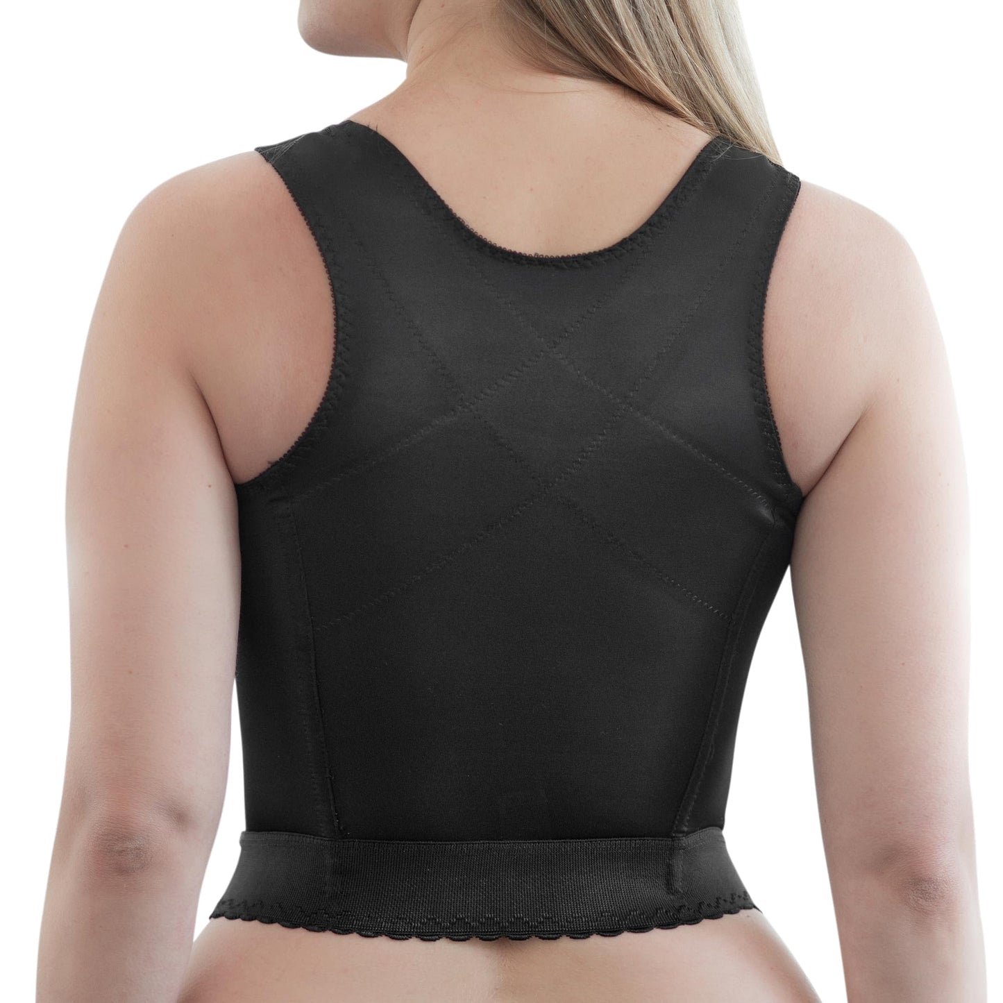 Front Closure Longline Bra | 9603 | Made in USA | Wire-Free Comfort w/Back Support | Soft Cups | 40DD / Black