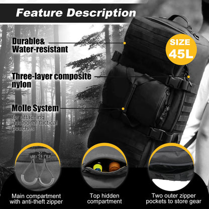 3 In 1 Tactical 85L Military Backpack Travel Duffle Bag for Weekender Gym Workout Deployment
