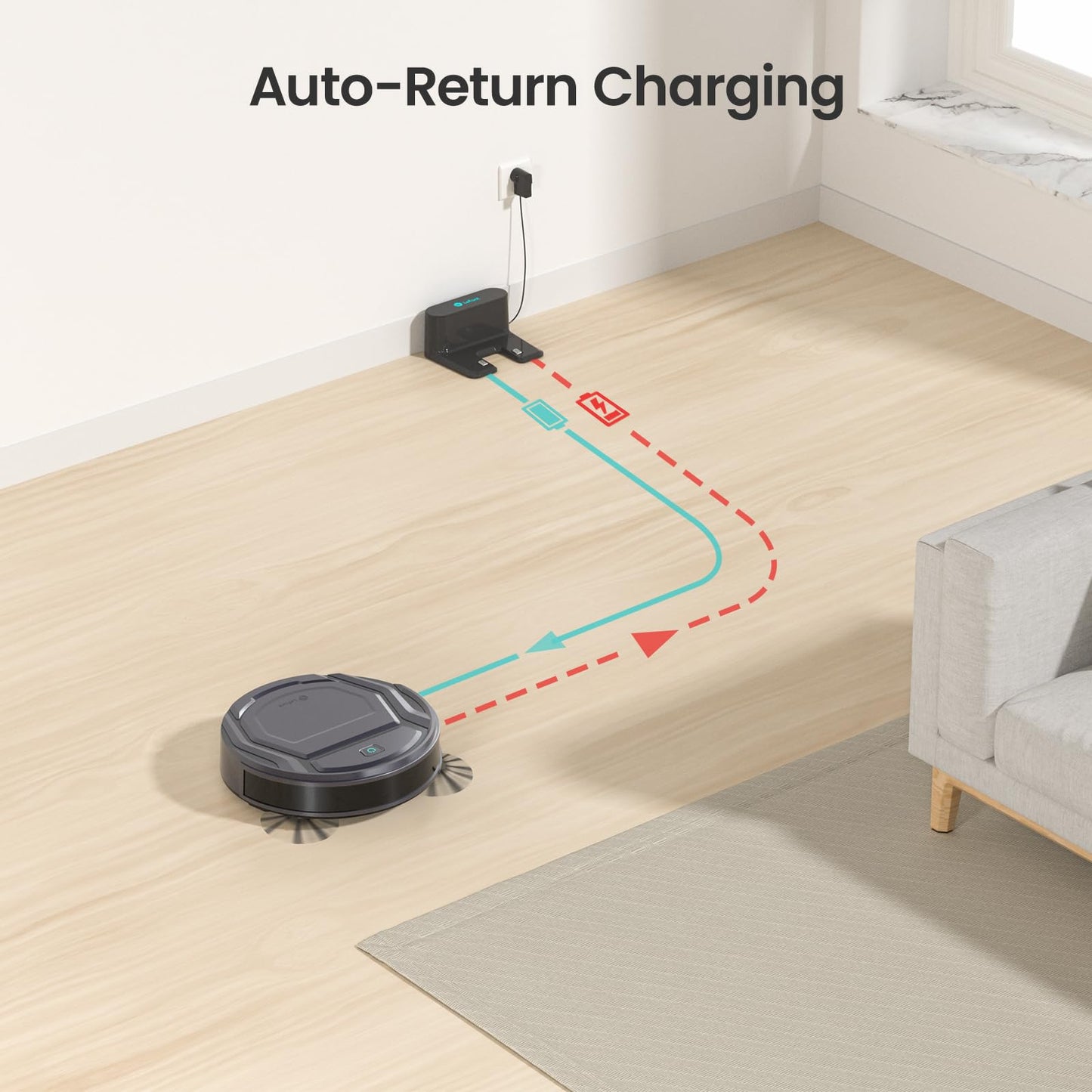 Lefant Robot Vacuum Cleaner M210 Pro,Slim,Quiet,2200Pa Suction,120 Min Self-Charging Robotic Vacuums, Freemove 3.0,WiFi/APP/Alexa,6 Cleaning Modes Ideal for Hard Floors Pet Hair Low Carpet,Gray