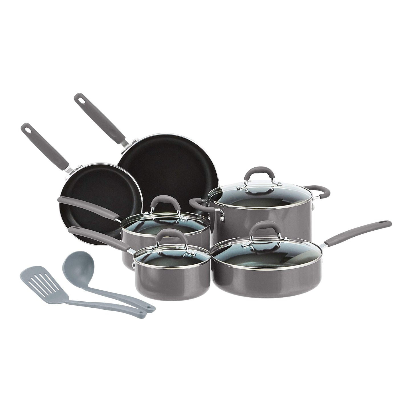 Amazon Basics Ceramic Non-Stick 12-Piece Cookware Set, Gray - Pots, Pans and Utensils