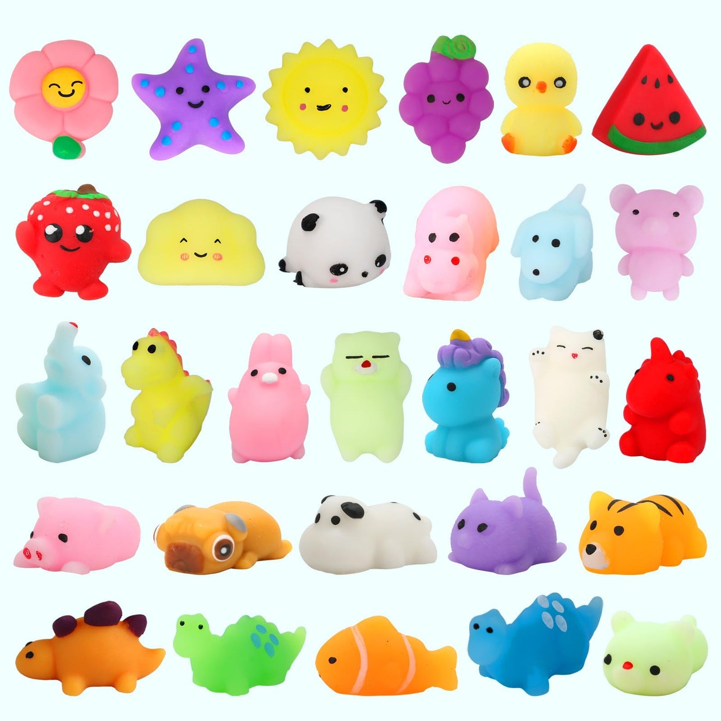 30 Pack Squishy Toys, Kawaii Squishies Party Favors for Kids 4-8 8-12 Treasure Box Toys for Classroom Birthday Xmas Gifts Goodie Bag Mini Animals Mochi Squishy Stress Relief Sensory Toys Random