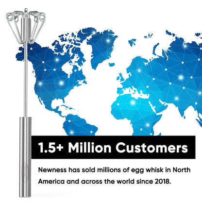 Newness Stainless Steel Whisk Blender for Home - Versatile Tool for Egg Beater, Milk Frother, Hand Push Mixer Stirrer - Kitchen Utensil for Blending, Whisking, Beating & Stirring