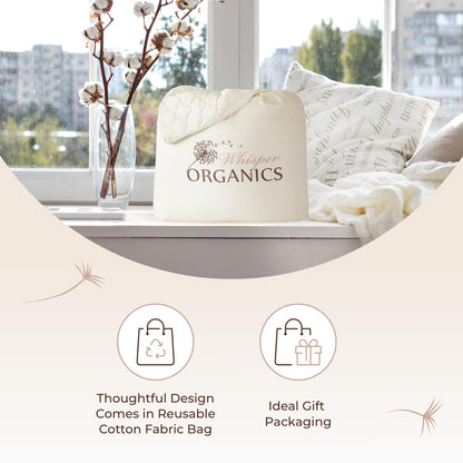 100% Cotton Organic Mattress Pad - Breathable & Cooling Mattress Protector King Size - Premium 300GSM Quilted and Noiseless Machine Washable Organic Mattress Protector (Ivory, King)