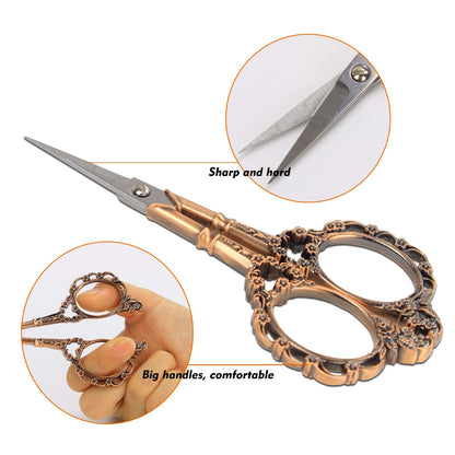 Hisuper 4.5inch Sewing Embroidery Scissors with Leather Scissors Cover, Crafting Sharp Scissor Stainless Steel Craft Shears Scissor for Needlework Manual Sewing Handicrafts Tool