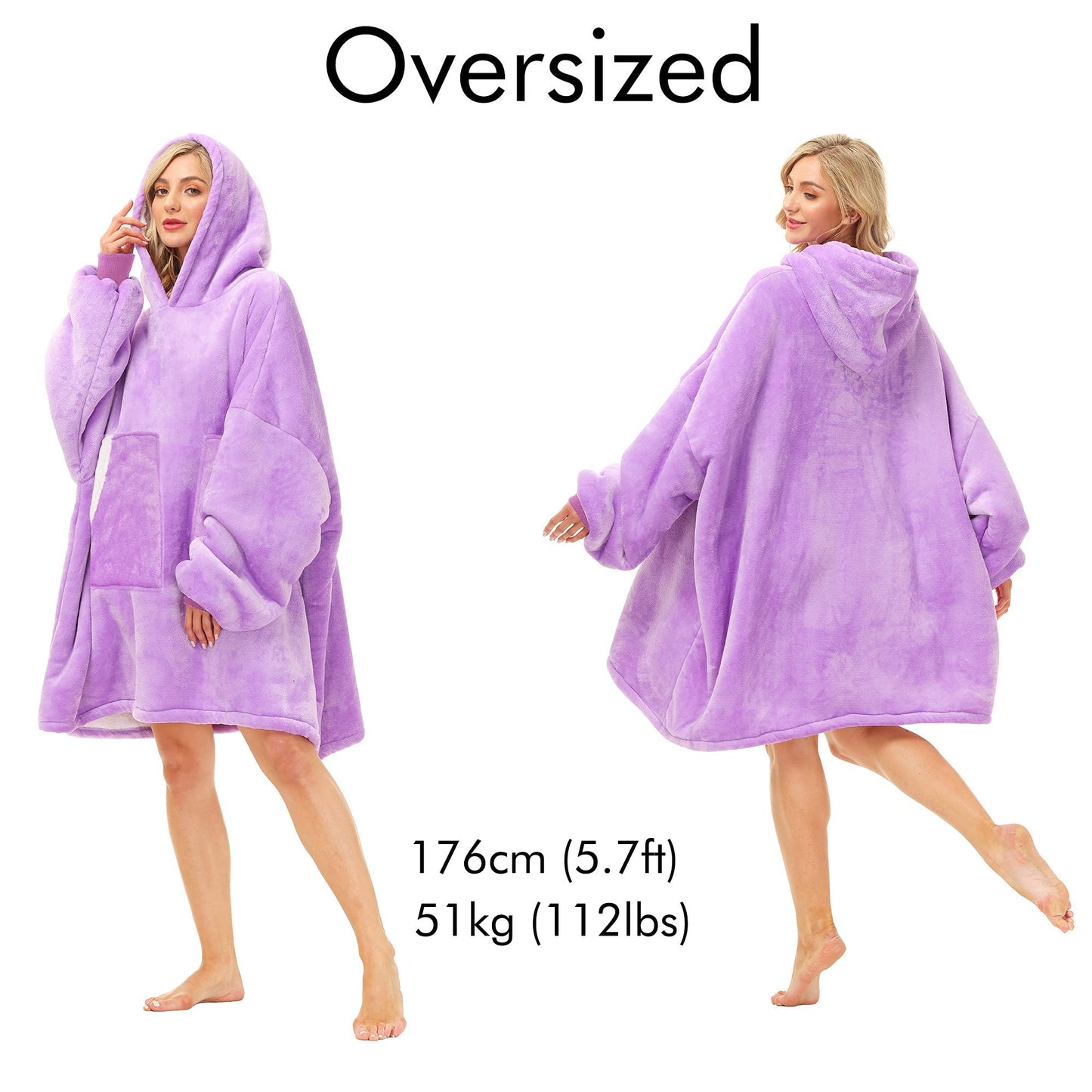 Kipswiza Oversized Wearable Blanket Sherpa Fleece Thick Warm Hoodie Blankets Big Hooded Sweatshirt Blanket Birthday Gifts for Women Mom Sister Girls Teens Men, Purple
