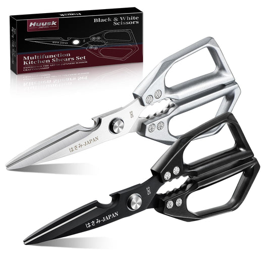Huusk Kitchen Shears Set, Heavy Duty Poultry Shears, Japanese Kitchen Scissors for Meat, Chicken Bones, and Turkey