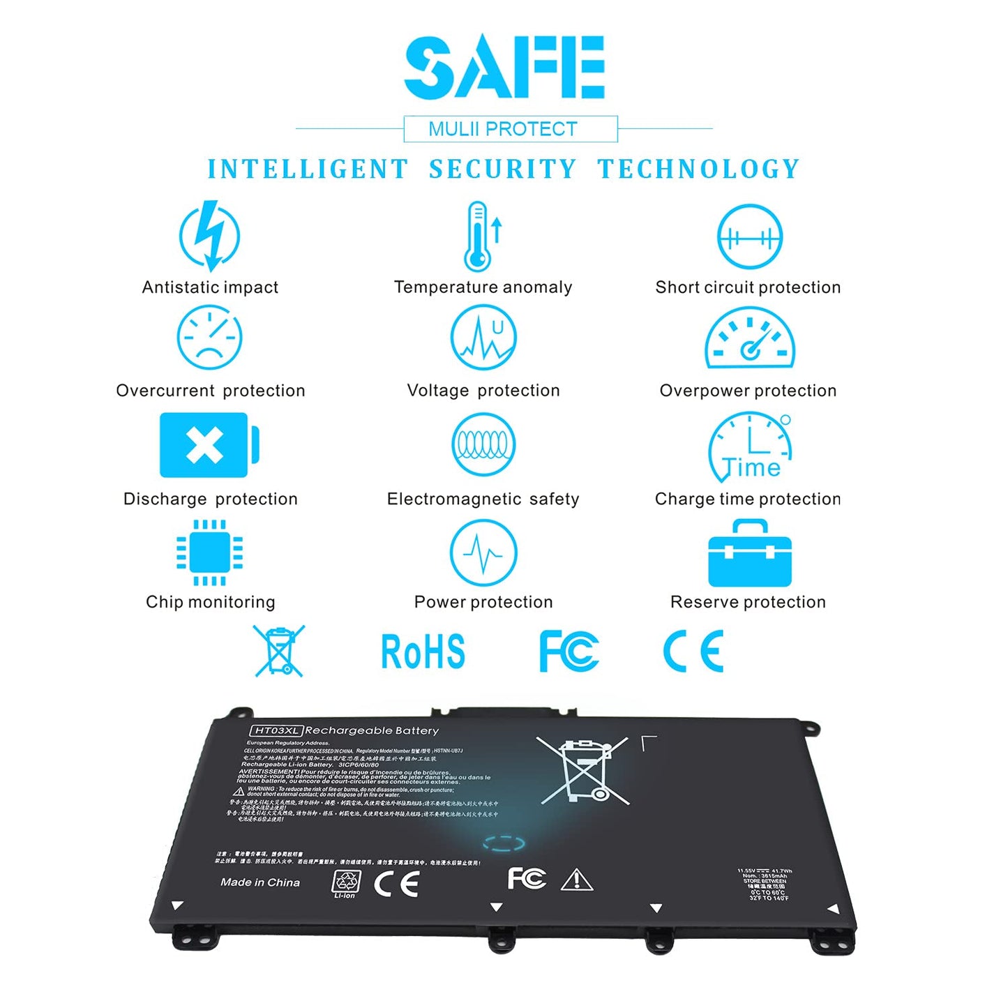 HT03XL L11119-855 Battery for HP Pavilion 15-DA 15-DB 15-DW 15-CS 15-DY 17-BY 17-CA 14-CE 14-CF 14-DF 14-DQ 14-DK 14M-DH 15-da0014dx 15-cs0053cl 15-dw0043dx 15t-dw100 15z-cw100 17-by1053dx L11421-422
