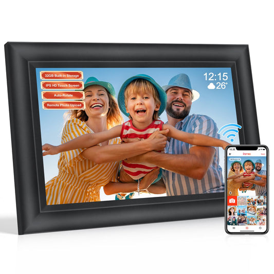 Frameo 10.1 Inch Digital Picture Frame WiF Black,Electronic Picture Frame, Photo Frame,32GB Storage,1280x800 IPS HD Touch Screen,Auto-Rotate,Share Photos/Videos Instantly via Frameo App from Anywhere