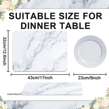 Marble Plastic Placemats Set of 6 Marbles Table Mats Marble Theme Place Mats Wipe Clean Washable Recyclable Table Placemats for Indoor Outdoor Heat Resistant Kitchen Dining