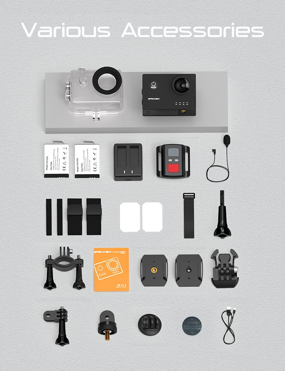 Apexcam 4K 60FPS Action Camera EIS Stabilization 20MP Sports Cam 40M Waterproof Underwater Camera 8X Zoom Support External Mic with Remote Control 2 x 1350mAh Rechargeable Batteries…