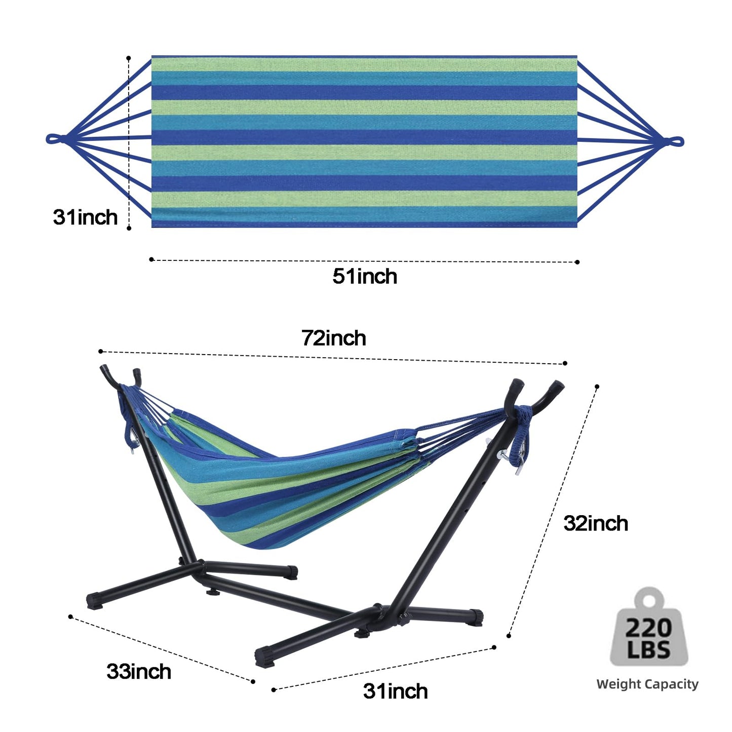 Goutime Kids Hammock with Stand,Childs Hammocks Frame Holder Base with Portable Carrying Bag for Indoor,Outdoor,Patio,Deck,Yard,Beach (Blue)