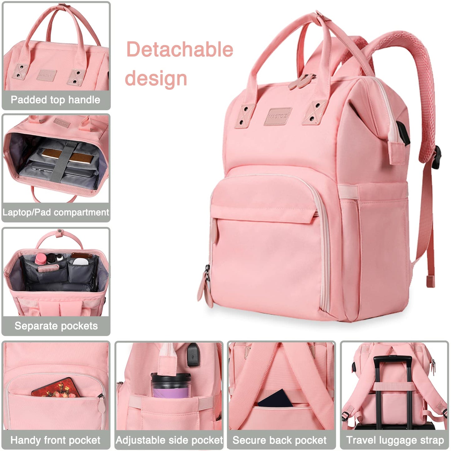 MAQTOIZ Women's Insulated Laptop Backpack Lunch Cooler Bookbag with USB Port for Women (15.6/14/13 Inch Laptop), Gift For Her