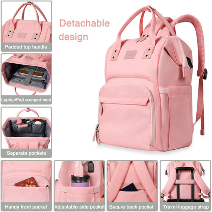 MAQTOIZ Women's Insulated Laptop Backpack Lunch Cooler Bookbag with USB Port for Women (15.6/14/13 Inch Laptop), Gift For Her