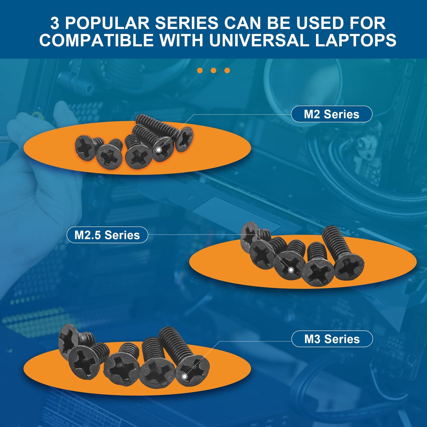 NINDEJIN Laptop Computer Screw Kit, M2 M2.5 M3 Countersunk Flat Head Phillips Mini Screws Set, Replacement Part Electronic Repair Accessories