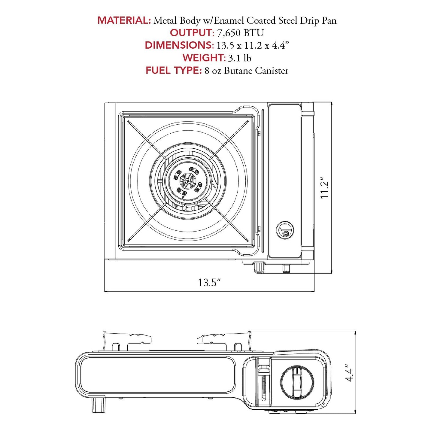 Gas One Portable Butane Camping Stove with Case: Automatic Ignition, Precise Heat Control - Camping & Tailgating and Outdoor Cooking