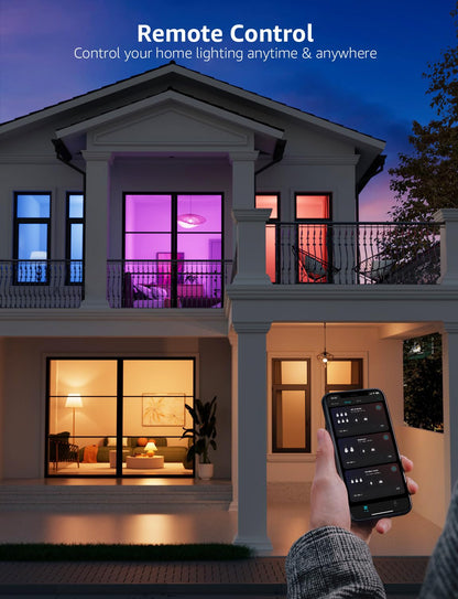 Lepro B1 AI Smart Light Bulbs - WiFi & Bluetooth RGBWW Color Changing LED Bulb Compatible with Alexa & Google Assistant, AI Generated Lighting LLM, AI Voice Control, Music Sync, 2.4GHz Only, 2 Pack