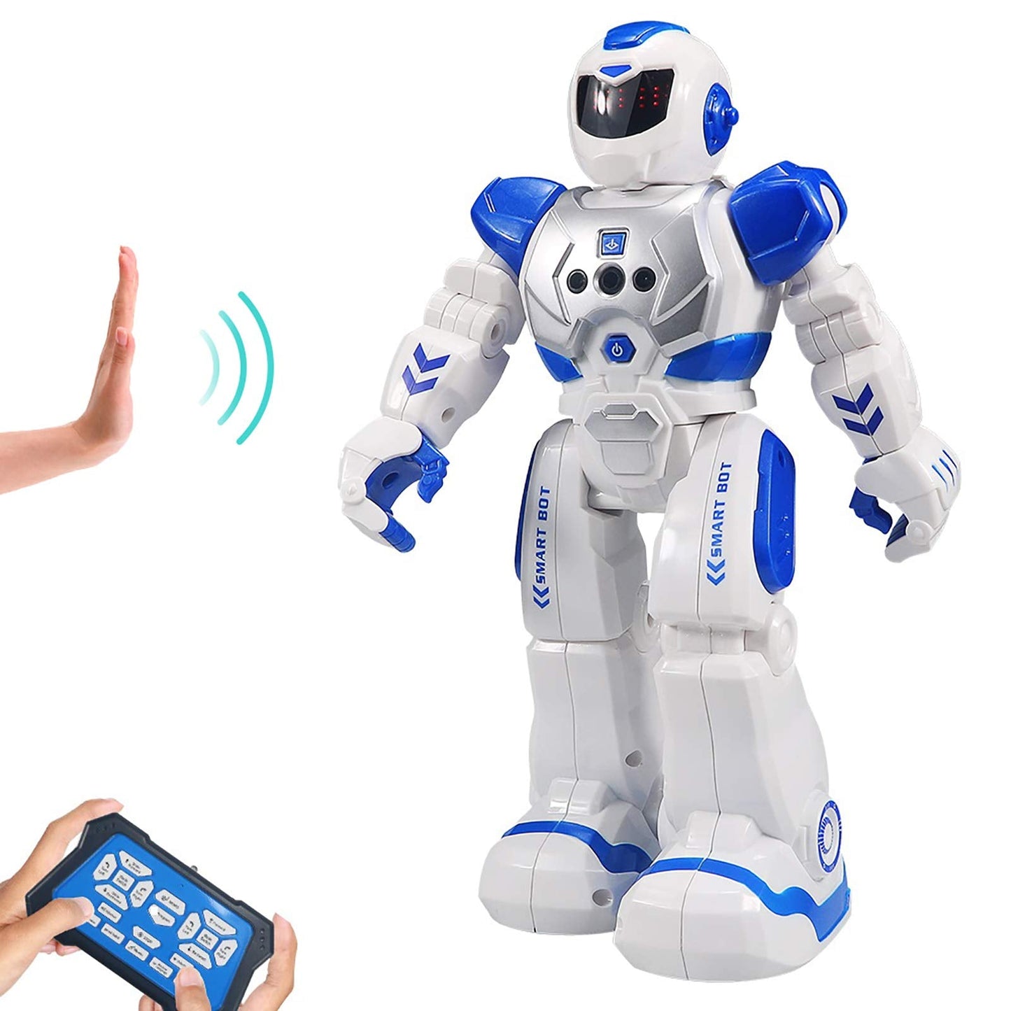 Kid's Remote Control Robot with LED Eyes, Dancing, Singing, Moonwalking, Gesture Sensing and Infrared Controller (Blue)