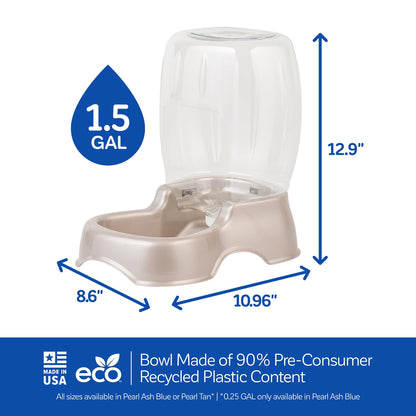 Petmate Pet Cafe Cat and Dog Water Dispenser - Water Bowl for Cats and Dogs, USA Made, 1.5 GAL, Pearl Tan