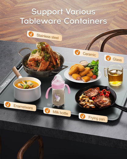 iTRUSOU Electric Warming Tray - Full Surface Heating,Rollable & Portable,Premium Silicone Nano-Material,3 Temperature Settings,Auto Shut-Off -Versatile Food Warmer for Gatherings,Parties,Everyday Use