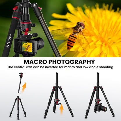MACTREM Camera Tripod, 67 inch/172cm Aluminum Travel Tripod & Monopod with 360°Ball Head, Lightweight Camera Stand for Smartphone iPad Canon Nikon Sony Binoculars Laser Level Telescope