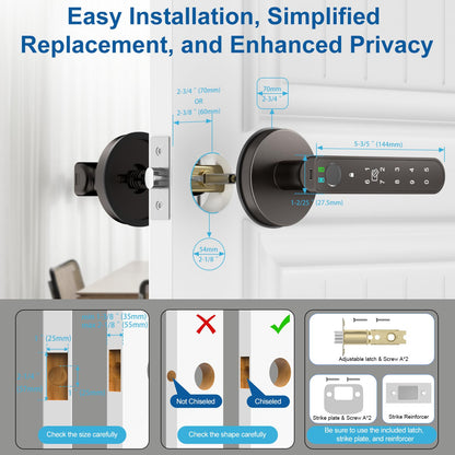 Gavdhe Fingerprint Door Lock Smart Fingerprint Door Knob with Keyless Entry Biometric Door Lock with Keypad App Control Easy Installation for Home Bedroom Office(Starry Grey)