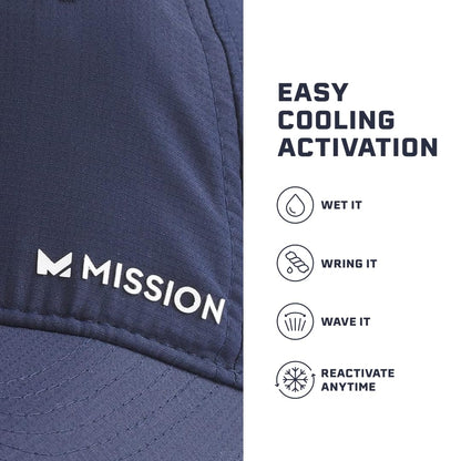 MISSION Cooling UPF Performance Hat - Unisex One Size Cap for Workouts, Golf & Running - Sweat & Water Activated Technology (Navy)