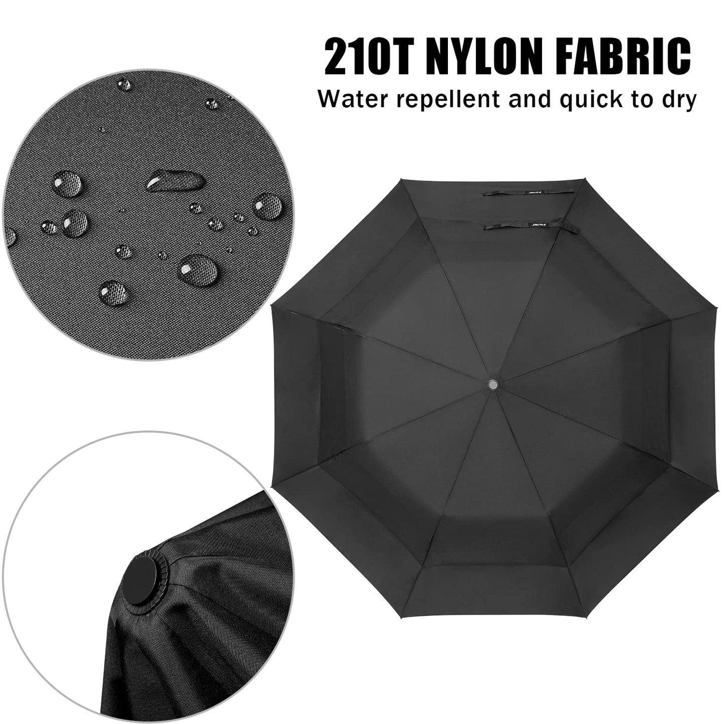 G4Free 62 Inch Portable Golf Umbrella Large Oversize Double Canopy Vented Windproof Waterproof Automatic Open Stick Umbrellas for Men Women(Black)