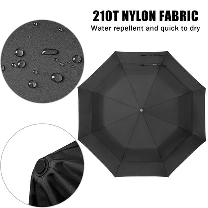 G4Free 62 Inch Portable Golf Umbrella Large Oversize Double Canopy Vented Windproof Waterproof Automatic Open Stick Umbrellas for Men Women(Black)