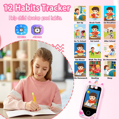 Kids Smart Phone for Girls, Christmas Birthday Gifts for Girls Age 3-10,Kids Toys Cell Phone, Toddler Learning Play Toy Phone with Dual Camera, Game, Music Player