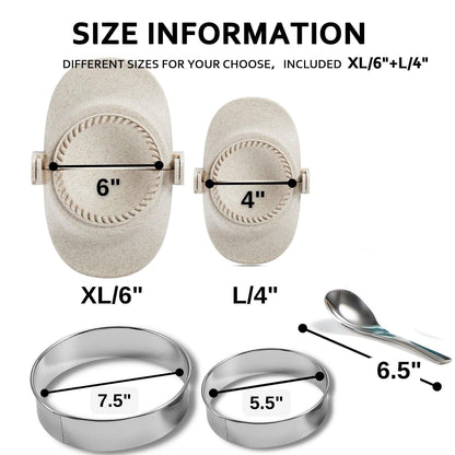 MUMSUNG 6 Inch Empanada Maker Press, Extra Large Dumpling Maker Set with Dough Cutter, Dumpling Mold Set for Pierogi, Pastelitos, Calzone, Turnovers, Chinese Dumpling-2Sizes 6"+4"