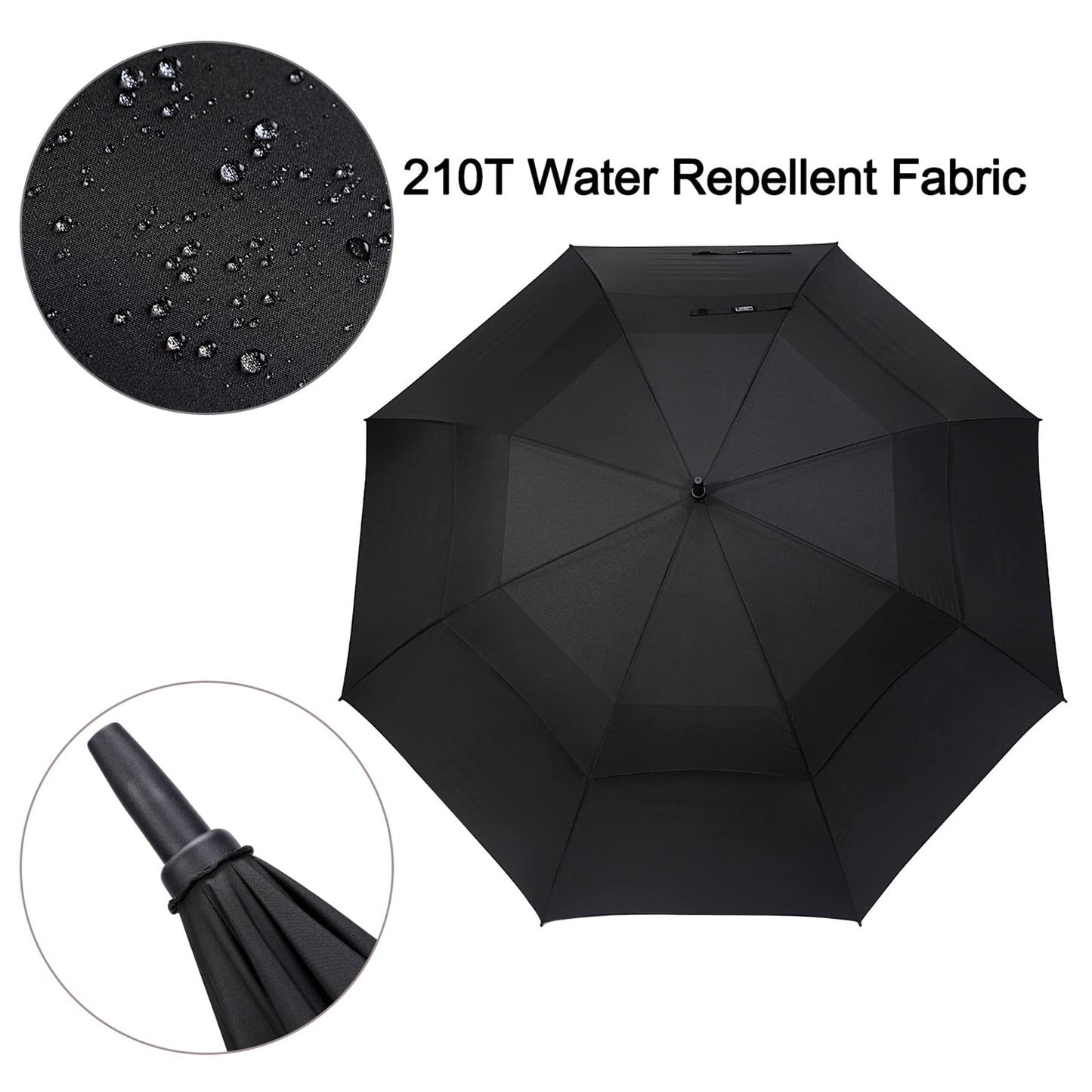 G4Free 72 Inch Huge Large Oversize Golf Umbrella Automatic Open Double Canopy Vented Windproof Stick Umbrella, 6 Ft Heavy Duty For Outdoor Doorman Family(Black)