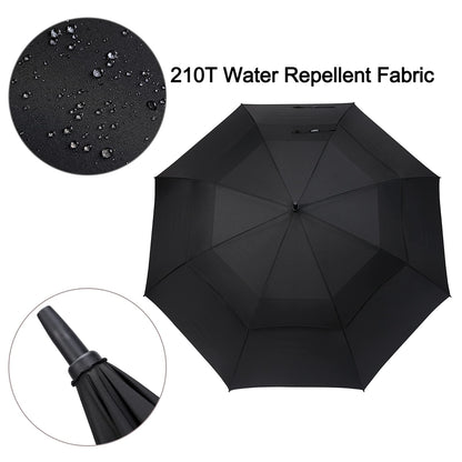 G4Free 72 Inch Huge Large Oversize Golf Umbrella Automatic Open Double Canopy Vented Windproof Stick Umbrella, 6 Ft Heavy Duty For Outdoor Doorman Family(Black)