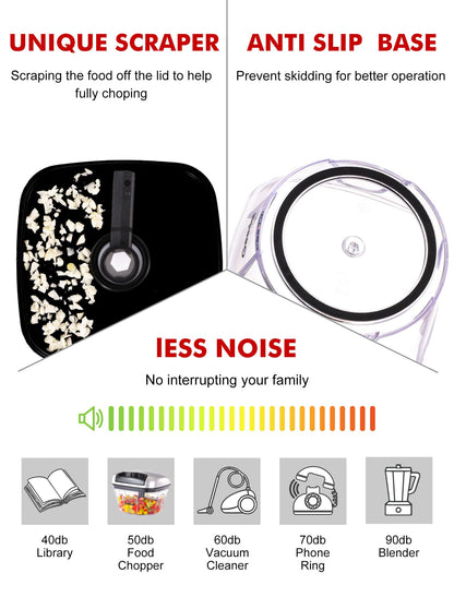 Manual Food Processor Vegetable Cutter, Geedel Pull Chopper with String, Food Chopper Vegetable Cutter for Veggies, Fruits, Salad, Onion, Ginger, Nuts.