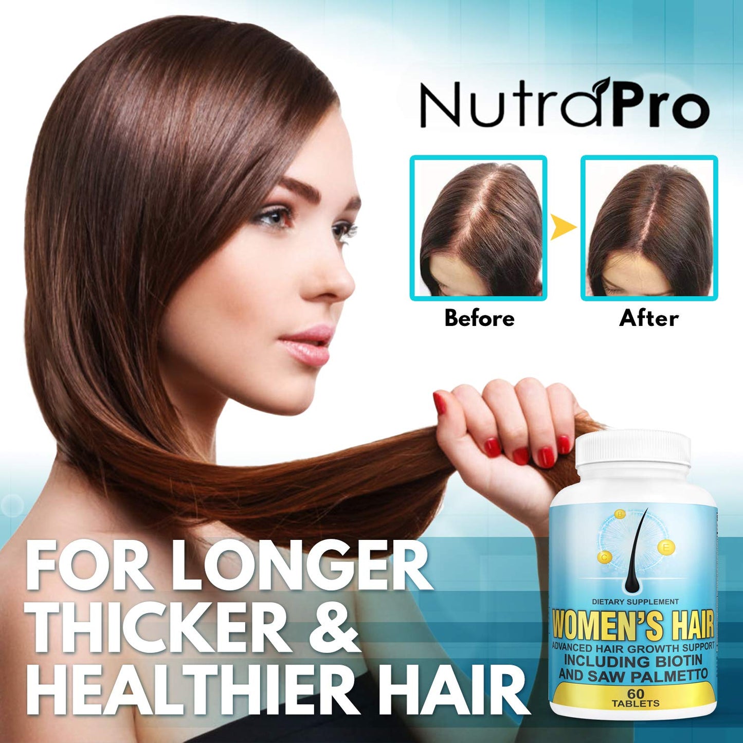 Hair Growth Vitamins With Saw Palmetto for Women-DHT Blocker,Hair Growth Supplement for Thicker And Perfect Hair.Hair Growth Pills for Thinning Hair.Get Healthy,Glow,Longer,Thick Hair.With Biotin.