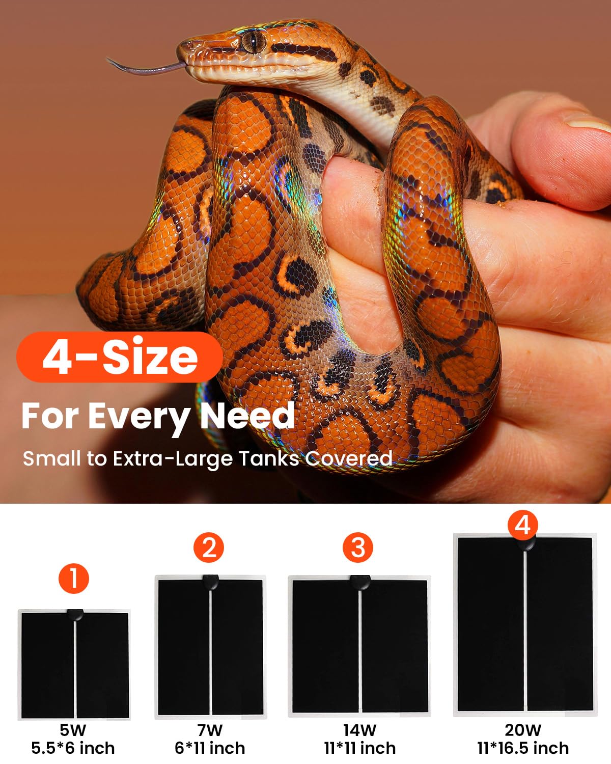 MQ Reptile Terrarium Heat Pad with LCD Digital Aquarium Thermometer, 11 x 16.5in Power Adjustment Under Tank Heater Mat for Pets, Small Animals, Seedling, 20W