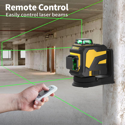 IKOVWUK Laser Level, 3x360° Cross Line Laser for Construction and Picture Hanging, 12 Green Lasers with Self-leveling, 3D Vertical & Horizontal Line, Level Tool with 5200 mAh Rechargeable Battery