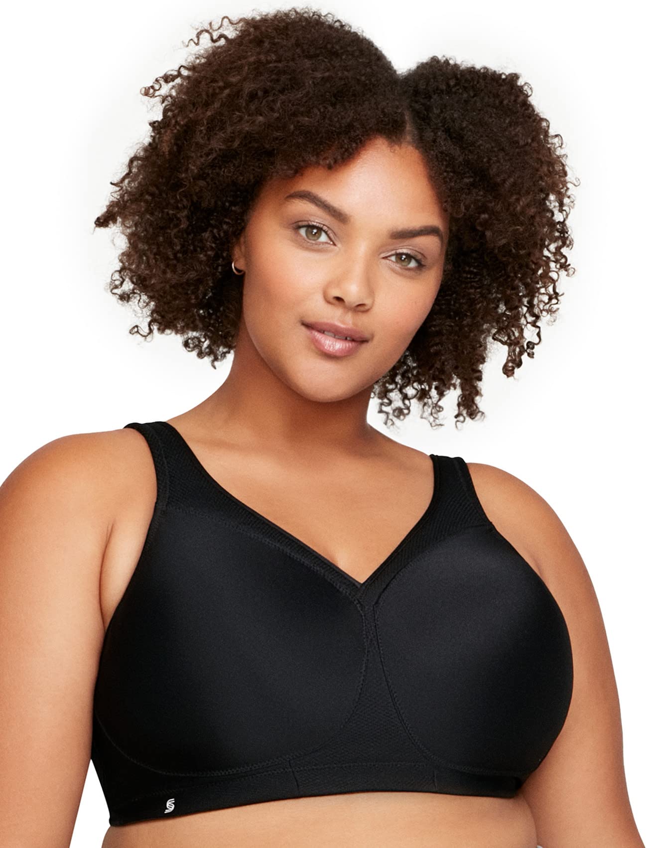 Glamorise Full Figure Plus Size MagicLift Seamless Sports Bra Wirefree #1006 Black