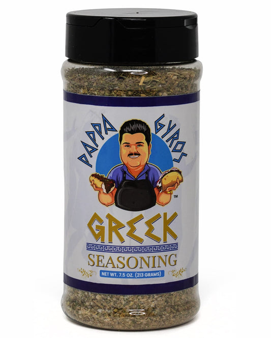 Pappa Gyros All Purpose Greek Seasoning Blend No MSG | Large Shaker 7.5 Oz | Authentic Mediterranean Spices | All Natural Savory Herb & Spice Mix | Lamb, Chicken, Turkey, Souvlaki, Kebab, Salad, Gyro
