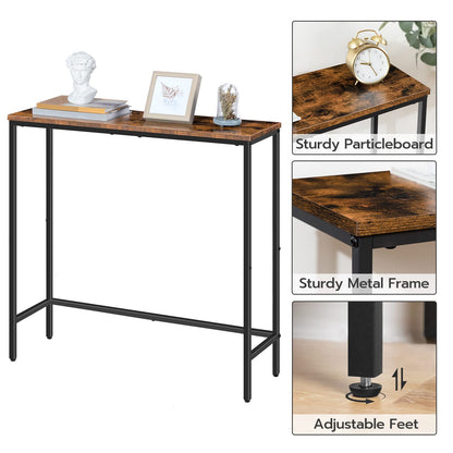 HOOBRO Narrow Console Table, 29.5" Small Entryway Table, Thin Sofa Table, Side Table, Display Table, for Hallway, Bedroom, Living Room, Foyer, Rustic Brown and Black BF75XG01