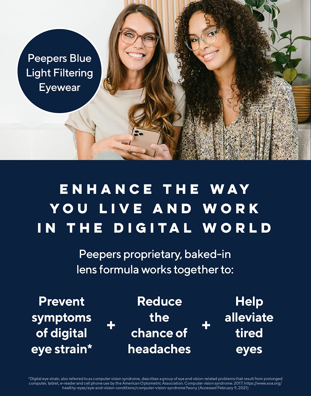 Peepers by PeeperSpecs Women's Layover Square Blue Light Blocking Reading Glasses, Black/Tan, 49 + 1.5