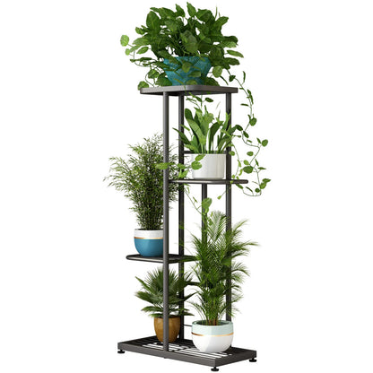 LINZINAR Plant Stand Indoor Outdoor Metal 4 Tier 5 Potted Multiple Flower Pot Holder ShelfPlanter Display Shelving Unit for Patio Garden Corner Balcony Living Room
