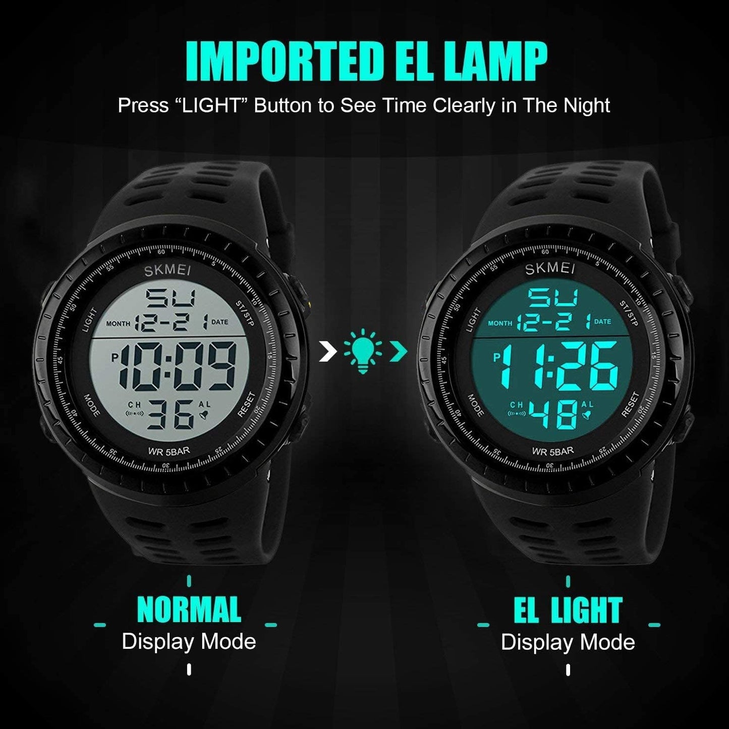 LYMFHCH Men's Digital Watch, Sports Waterproof Military Watches for Men LED Casual Stopwatch Alarm Tactical Army Watch