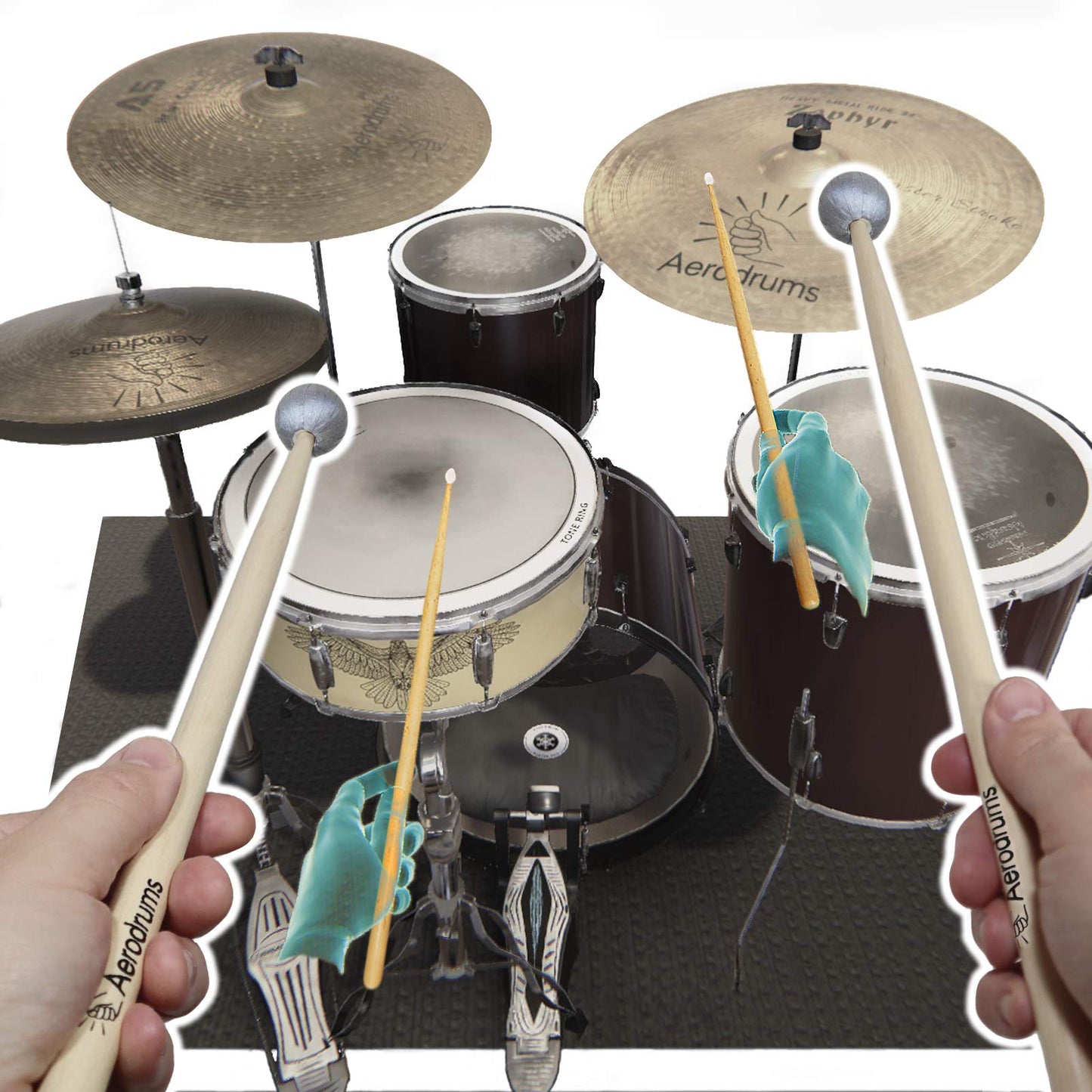 Aerodrums Portable Electronic Drum Set - Air Drumsticks & Pedals - Drumming Practice Sticks more Quiet than Pads - Full Midi Electric Drumkit that fits a Small Tabletop or Bag - Adult Drummer Gift
